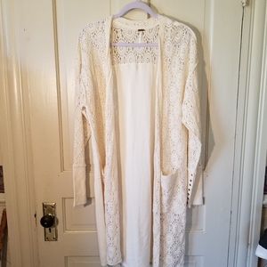 Free People Crocheted Long Duster Small